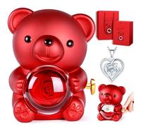 goldmiky Rosa Eterna Natural Preservada,Flor Eterna con Osito,Rosa Eterna Oso de Rosas,Original Navidad Regalos para Madre Novia Ella Cumpleaños Día de San Aniversario (Diamante Blanco)