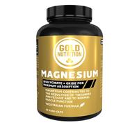 GoldNutrition, Magnesium 600 mg, Gliscinato y Óxido de Magnesio para una Máxima Absorción de Magnesio, Reduce Cansancio y Fatiga, Alivia el Dolor de las Articulaciones y Músculos, 60 Cápsulas