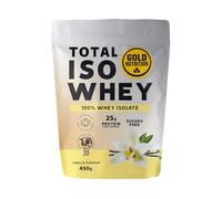 GoldNutrition Total Iso Whey, Proteína de Suero Aislada 100%, Sabor Vainilla, 450g, 25g de Proteína por Porción, Sin Azúcares