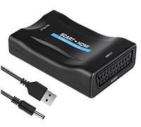 GoldOars Adaptador de Audio HDMI Scart a 1080P/720P HD Soporte PAL NTSC SECAM para PS4 PS3 TV DVD, Negro