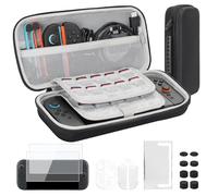 GoldOars Carry Case Set for Nintendo Switch 2, Complete Package with Carrying Case, Console Protector Case, 2x Joy-Con Grips, 2x Tempered Glass Screen Protectors & 8x Thumb Grip Caps