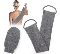 GoldOars Guantes Exfoliante 2 Piezas Correa Espalda de Cáñamo de Ducha Eliminación Suave de Pieles Muertas Accesorios de Baño (Gris)