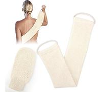 GoldOars Guantes Exfoliante 2 Piezas Correa Espalda de Cáñamo de Ducha Eliminación Suave de Pieles Muertas Accesorios de Baño (Blanco Crema)