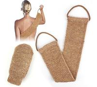 GoldOars Guantes Exfoliante 2 Piezas Correa Espalda de Cáñamo de Ducha Eliminación Suave de Pieles Muertas Accesorios de Baño (Marrón)