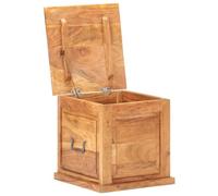 Goldonion Baúl de madera maciza de acacia, 40 x 40 x 40 cm | Con asas laterales, superficie plana, se puede utilizar como mesilla de noche, acabado natural