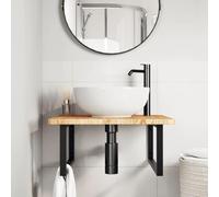 Goldonion Estante lavabo de pared roble y acero 60 x 60 cm | Carga 100 kg, soportes de acero negro, montaje flexible, para baño moderno