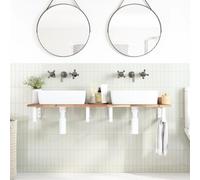 Goldonion Estante lavabo pared 160x40 cm acero y madera acacia | Carga máxima 100 kg, soportes blancos, montaje flexible, diseño moderno para baño