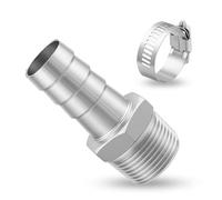 Goldpea - 2 piezas de acero inoxidable 304 para manguera de 32 mm x adaptador recto macho NPT de 1-1/4 pulgadas con 2 abrazaderas de manguera