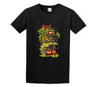 GOLDROAST Johnny Ace Nomad Rat Fink Hot Rod Car Kustom Kulture Brains Unisex 100% Cotton Short-Sleeve T-Shirts Black M