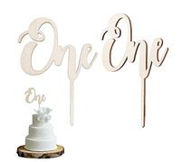 GoldRock Cake Topper 1 cumpleaños, 2 unidades de decoración para tartas de madera, Wild One Cake Topper, una decoración de cumpleaños, decoración para tarta de cumpleaños ideal para el 1º cumpleaños