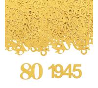 GoldRock Confeti 80 cumpleaños decoración grande 3,4 - 5 cm, 100 unidades, decoración de mesa brillante para mujer hombre 1945, decoración de oro 80