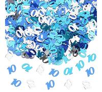 GoldRock Confeti para 10 cumpleaños para hombres y mujeres, color azul, decoración de mesa para 10 cumpleaños, decoración para 10 cumpleaños, confeti