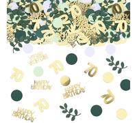 GoldRock Confeti para 70 cumpleaños, color verde, 200 unidades, decoración de mesa para 70 cumpleaños, mujeres y hombres, decoración para 70 años, color dorado, 70 años, GRSD20240070