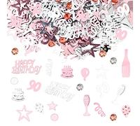 GoldRock Confeti para 90 cumpleaños para mujer, oro rosa, confeti para 90 cumpleaños, decoración para 90 cumpleaños, decoración para 90 cumpleaños, mujer y hombre, decoración de mesa para 90