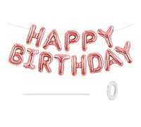 GoldRock Globo de 16 pulgadas con texto "Happy Birthday", guirnalda de feliz cumpleaños, decoración de cumpleaños para niñas, niños, mujeres y hombres (oro rosa, feliz cumpleaños)