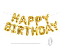 GoldRock Globo de 16 pulgadas con texto "Happy Birthday", guirnalda decorativa de cumpleaños, decoración de cumpleaños para niñas, niños, mujeres y hombres (dorado, feliz cumpleaños)