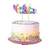 GoldRock Original Glitter Tortendeko Einschulung,Torte Deko Einschulung Mädchen Junge 2026,Schulkind Tortendeko,Kuchendeko Schulanfang Schulanfang,Cake Topper Schuleinführung (Rainbow Farben, Endlich