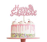 GoldRock Original Glitter Tortendeko Einschulung,Torte Deko Einschulung Mädchen Junge 2026,Schulkind Tortendeko,Kuchendeko Schullanfang Schulanfang,Cake Topper Schuleinführung (Rosa, Hurra Schulkind)