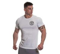 Gold's Gym Left Breast T-Shirt Camiseta básica de Entrenamiento para Hombre con Logotipo, Blanco/Negro, S