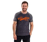 Gold's Gym GGTS153 - Camiseta de Manga Corta para Hombre, Cuello Redondo, diseño Vintage, Color Gris y Naranja, Talla L