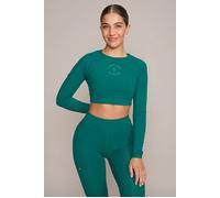 Gold's Gym Helen - Women's Cropped Longsleeve Top Green Talla: M | Tops Deportivos Outlet | Mujer | Verde
