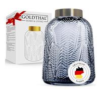 Goldthal® Jarrón de cristal con borde dorado de 21 cm de altura, ideal para flores secas, hierba de pampas, ramo, boda, aniversario, regalo de cumpleaños para mujer, decoración del salón