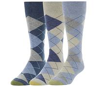 GOLDTOE - Calcetines de vestir Carlyle Argyle para hombre, 3 pares, Chambray/Avena, Large
