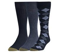 GOLDTOE Calcetines de vestir clásicos de rombos para hombre, 3 pares de calcetines de vestir de rombos, multipares (paquete de 3), Navy Diamond, L