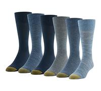 GOLDTOE Cambridge Crew - Calcetines para hombre, 6 pares, Chambray Surtido, Large