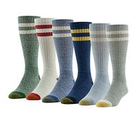 GOLDTOE Harrington Crew Calcetines para hombre, varios pares, Retro Stripe (6 pares), Large