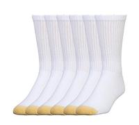GOLDTOE Harrington Crew Socks, Multipairs Calcetín Casual, Blanco (6 Pares), Large (Pack de 6) para Hombre
