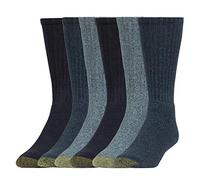 GOLDTOE Harrington Crew Socks, Multipairs Calcetín Casual, Mezclilla (6 Pares), Large (Pack de 6) para Hombre
