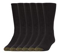 GOLDTOE Harrington Crew Socks, Multipairs Calcetín Casual, Negro (6 Pares), Large (Pack de 6) para Hombre