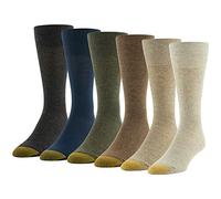 GOLDTOE Men's Cambridge Crew Socks, 6-Pairs, Oatmeal Assorted, Large