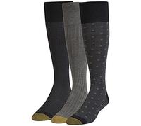GOLDTOE Men's Over-The-Calf Dress Socks, 3-Pairs, Black/Charcoal, Large