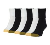 GOLDTOE Tobillera con manguito de giro de tamaño extendido para mujer Talla única En blanco y negro (6 Par Pack)