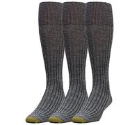 GOLDTOE Windsor - Calcetines de lana para hombre, 3 pares, Carbón vegetal, Large