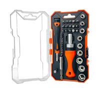 GOLDTOOLS - Juego de herramientas (38 unidades, 1 destornillador magnético de trinquete y 1 destornillador de precisión para electrónica, 15 puntas de destornillador, 10 puntas de precisión, 9