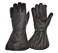 Goldtop Fleece Forrado de Cuero Negro Guantes de la Motocicleta del Jinete de Despacho guanteletes y Aviador de Pilotos (S - 8 "a 8,5")