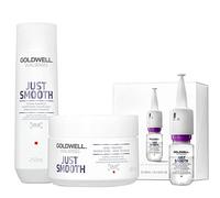 Goldwell Dualsenses Just Smooth Champú Anti-Frizz 250ml Mascara 200ml Suero 12x18ml