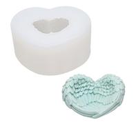 Goldyida Molde de silicona con alas de ángel, forma de corazón, resina epoxi, 3D, molde de silicona, estatua de ángel, velas, molde de fundición (tamaño grande)