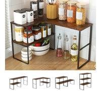 Golener Estante esquinero organizador de encimera, estantes esquineros apilables ajustables de 2 niveles para cocina, baño, especiero, área de café, sobre fregadero, mesa de tocador, soporte de