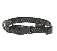 GOLEYGO - Correa para perros plana + collar, color negro, tamaño M 1,4 - 2 m, cierre magnético seguro, incluye pin adaptador, correa para perros pequeños y grandes hasta 60 kg, carga máxima 200 kg