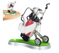 Golf Bag Pen Holder - Miniature Golf Bag with Trolley, 3 Golf Clubs Pens | Christmas Stocking Stuffers, Golf Club Pen Set, Memorable Golf Souvenirs for Men, Fun Desktop Organizer