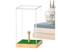 Golf Ball Holder Display - Clear Acrylic Stand for Memorabilias Showcase | Transparent Protective Case, Elegant Storage Organizer for Golf Lovers, Office Desk, Home, Trophy Shelf Décor, Acrylic Wood