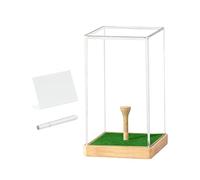 Golf Ball Holder Display - Clear Acrylic Stand for Memorabilias Showcase | Transparent Protective Case, Elegant Storage Organizer for Golf Lovers, Office Desk, Home, Trophy Shelf Décor, Acrylic Wood