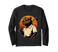 Golf Capybara Sport - Golfer Retro Vintage Sunset Manga Larga