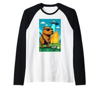 Golf Capybara UFO Sport - Golfer Aliens Funny Camiseta Manga Raglan