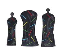 Golf Club Head Cover PU Leather Golf Club Protective Headcover with Rotatable Number Tag, 3 - Piece Set Including Small Medium Large Covers for Driver Fairway Hybrid CLU (Negra)