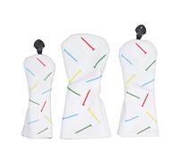 Golf Club Head Cover PU Leather Golf Club Protective Headcover with Rotatable Number Tag, 3 - Piece Set Including Small Medium Large Covers for Driver Fairway Hybrid CLU (Blanca)